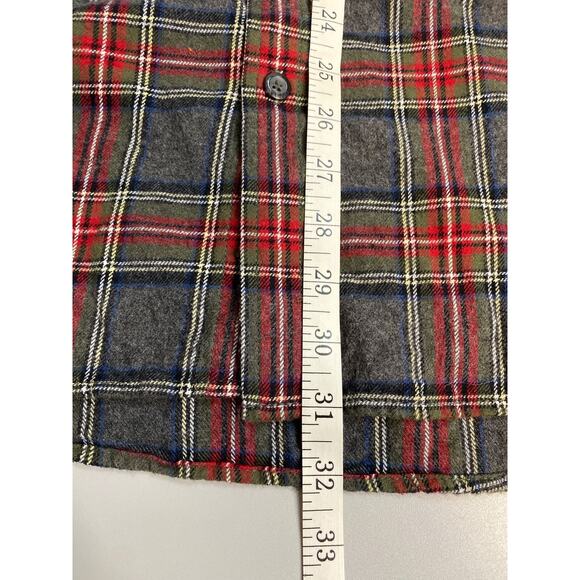 Eddie Bauer Men's Sz XXL Flannel Shirt Red/Grey Plaid Cotton Button Down Pocket - Picture 12 of 12